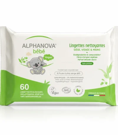Alphanova Bébé Lingettes bébé nettoyantes sans parfum 60 pcs-3760075070748