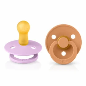 BIBS 2 SUCETTES COLOUR NATURAL RUBBER VIOLET SKY PUMPKIN SIZE 2