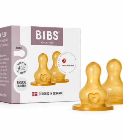 BIBS 2 TETINES RONDES LATEX BIBERON A DEBIT LENT 0M+-5713795265282