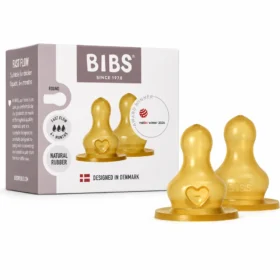 BIBS 2 TETINES RONDES LATEX BIBERON A DEBIT LENT 4M+-5713795265268