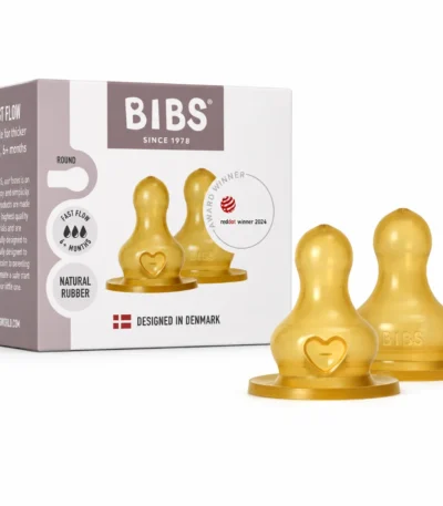 BIBS 2 TETINES RONDES LATEX BIBERON A DEBIT LENT 4M+-5713795265268