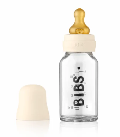 BIBS BABY GLASS BOTTLE BIBERON EN VERRE IVORY 110ML-5713795220885