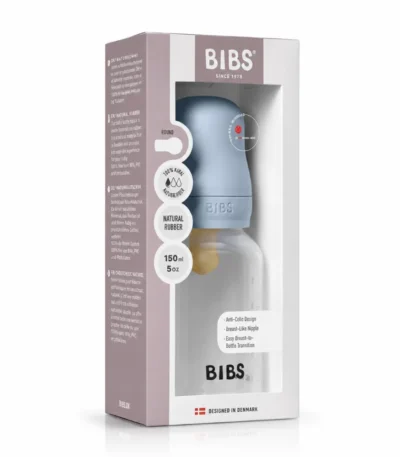 BIBS Biberon Latex Slow Flow Baby Blue 150 ml-5713795265329
