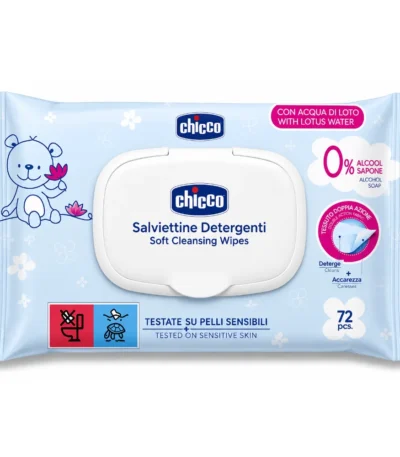 CHICCO – LINGETTES NETTOYANTES PEAUX SENSIBLES 72 PIECES +0MOIS-8058664080182
