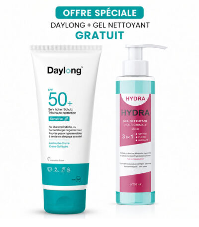 DAYLONG GEL CREME SPF 50+ (50mL) + VITAL HYDRA GEL NETTOYANT (230 mL) OFFERT