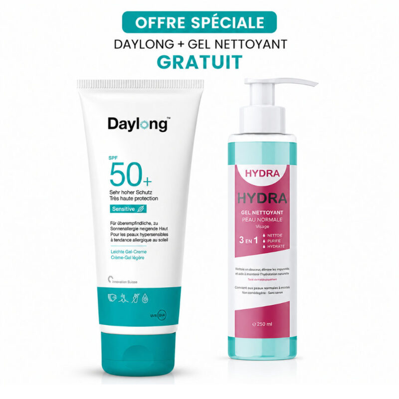 DAYLONG GEL CREME SPF 50+ (50mL) + VITAL HYDRA GEL NETTOYANT (230 mL) OFFERT
