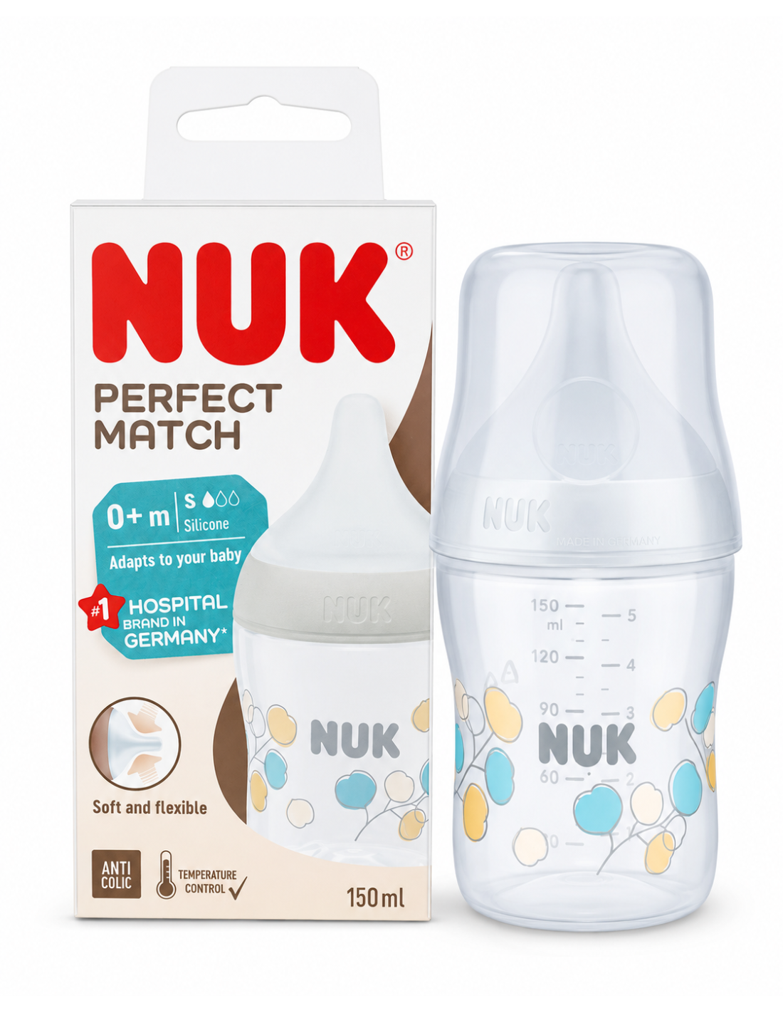 nuk-perfect-match-biberon-en-plastique-150-ml-0m-design-rainbow-4008600434306 NUK BIBERON PERFECT MATCH S 150ML 10215013 4008600434306