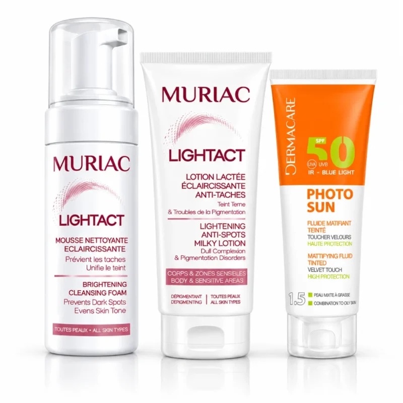 PACK SOIN DE PEAU PHARMACERIS : PHARMACERIS W PURE LUMINIUM MOUSSE NETTOYANTE 150ML + PHARMACERIS WHITENING DEPIGMENT INTENSE 50ML + PHARMACERIS F FOND DE TEINT SPF 50+ (02 SAND) 30ML