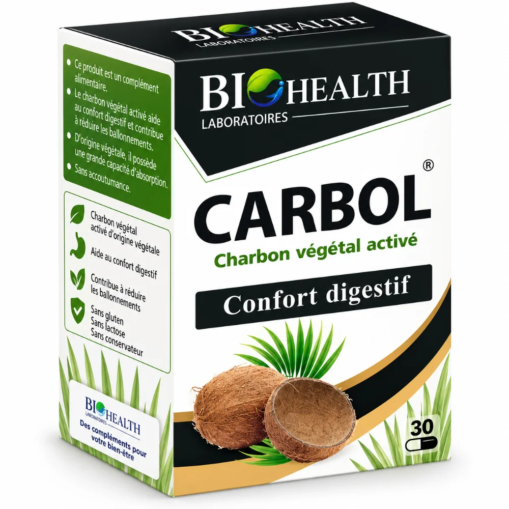 BIOHEALTH CARBOL CHARBON VEGETAL ACTIVE 30 GELULES BIOHEALTH CARBOL CHARBON VEGETAL ACTIVE 30 GELULES-6192447500190