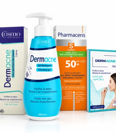 PACK: VITAL DERMACNE 30 GELULES+VITAL DERMACNE CREME 45G+VITAL DERMACNE - GEL NETTOYANT ANTI IMPERFECTIONS 200MLR+PHARMACERIS S SUN PEAUX A IMPERFECTIONS 50ML