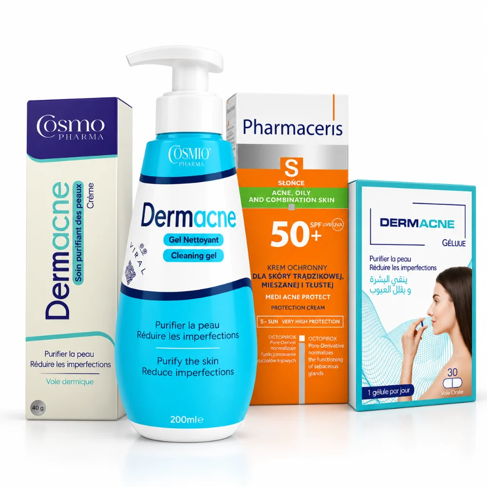 PACK VITAL DERMACNE 30 GELULES+VITAL DERMACNE CREME 45G+VITAL DERMACNE - GEL NETTOYANT ANTI IMPERFECTIONS 200MLR+PHARMACERIS S SUN PEAUX A IMPERFECTIONS 50ML PACK: VITAL DERMACNE 30 GELULES+VITAL DERMACNE CREME 45G+VITAL DERMACNE - GEL NETTOYANT ANTI IMPERFECTIONS 200MLR+PHARMACERIS S SUN PEAUX A IMPERFECTIONS 50ML